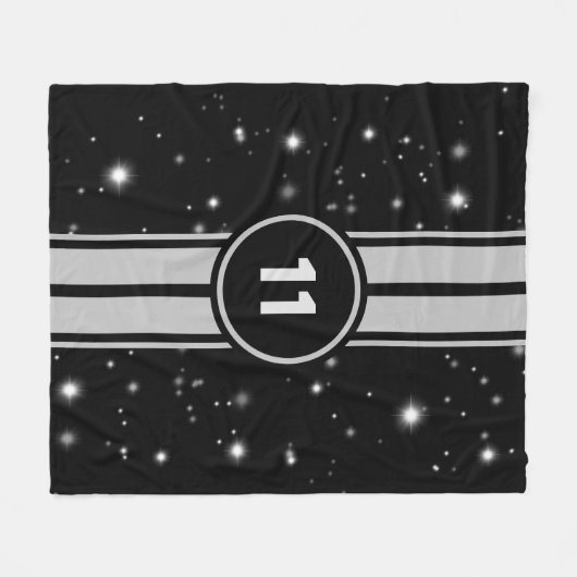 Schwarz und Silber Racing Stripes Starlight Fleecedecke (Vorderseite (Horizontal))