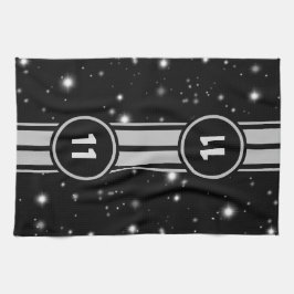 Schwarz und Silber Racing Stripes Starlight Geschirrtuch