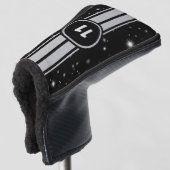 Schwarz und Silber Racing Stripes Starlight Golf Headcover (3/4 Vorderseite)