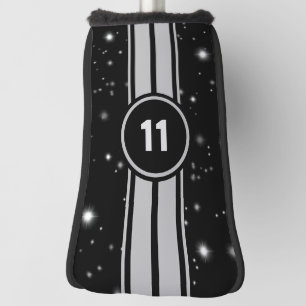 Schwarz und Silber Racing Stripes Starlight Golf Headcover