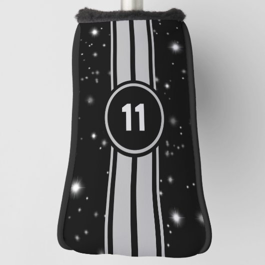 Schwarz und Silber Racing Stripes Starlight Golf Headcover (Rotieren 90)