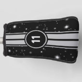 Schwarz und Silber Racing Stripes Starlight Golf Headcover (Vorderseite)