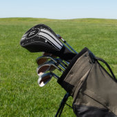 Schwarz und Silber Racing Stripes Starlight Golf Headcover (In SItu)