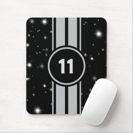 Schwarz und Silber Racing Stripes Starlight Mousepad