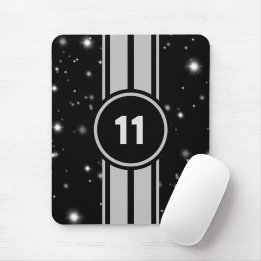 Schwarz und Silber Racing Stripes Starlight Mousepad (Mit Mouse)