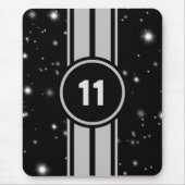 Schwarz und Silber Racing Stripes Starlight Mousepad (Vorne)