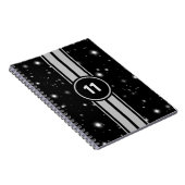 Schwarz und Silber Racing Stripes Starlight Notizblock (Rechte Seite)