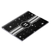 Schwarz und Silber Racing Stripes Starlight Notizblock (Linke Seite)
