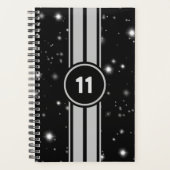 Schwarz und Silber Racing Stripes Starlight Planer (Vorderseite)