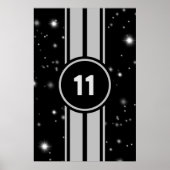 Schwarz und Silber Racing Stripes Starlight Poster (Vorne)
