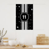 Schwarz und Silber Racing Stripes Starlight Poster (Küche)