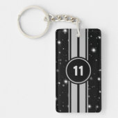 Schwarz und Silber Racing Stripes Starlight Schlüsselanhänger (Vorderseite)