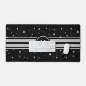 Schwarz und Silber Racing Stripes Starlight Schreibtischunterlage (Tastatur & Maus)