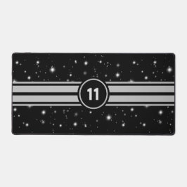 Schwarz und Silber Racing Stripes Starlight Schreibtischunterlage
