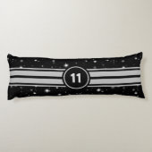 Schwarz und Silber Racing Stripes Starlight Seitenschläferkissen (Rückseite)