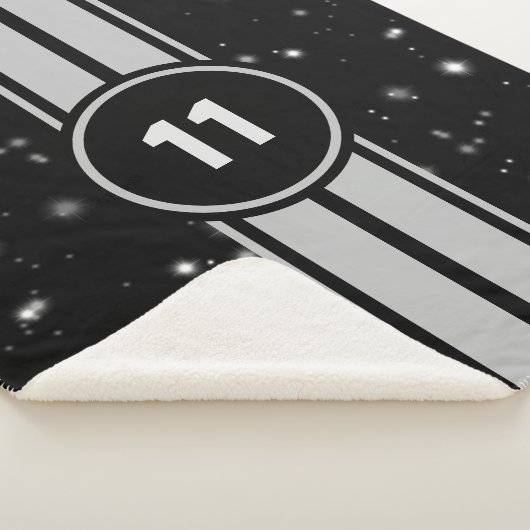 Schwarz und Silber Racing Stripes Starlight Sherpadecke (3/4)