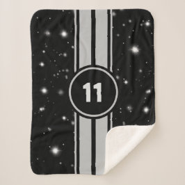 Schwarz und Silber Racing Stripes Starlight Sherpadecke