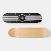 Schwarz und Silber Racing Stripes Starlight Skateboard (Horizontal)