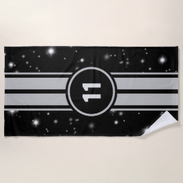 Schwarz und Silber Racing Stripes Starlight Strandtuch