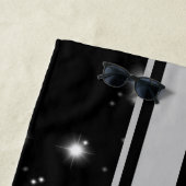Schwarz und Silber Racing Stripes Starlight Strandtuch (Beispiel)