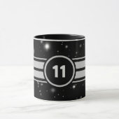 Schwarz und Silber Racing Stripes Starlight Tasse (Zentrum)