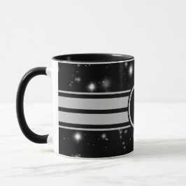 Schwarz und Silber Racing Stripes Starlight Tasse