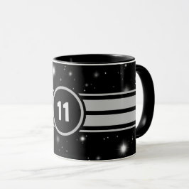 Schwarz und Silber Racing Stripes Starlight Tasse