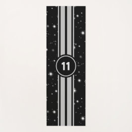 Schwarz und Silber Racing Stripes Starlight Yogamatte
