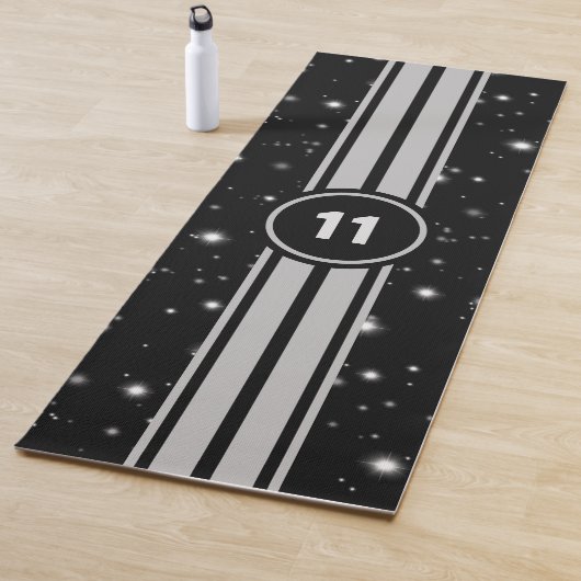 Schwarz und Silber Racing Stripes Starlight Yogamatte (Beispiel)