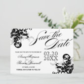 Schwarz und Silber Save the Date Geblüht (Stehend Vorderseite)