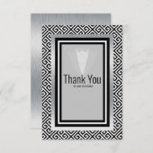 Schwarz und Silber, Smoking, formaler Tulxedo Dankeskarte (Vorne/Hinten)