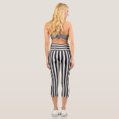 Schwarz und Silber Streifen Capri Leggings (Rückseite)