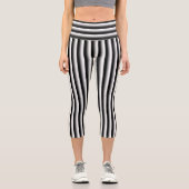 Schwarz und Silber Streifen Capri Leggings (Vorderseite)