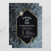 Schwarz und Silber Überraschung 40. Geburtstag Par Einladung (Vorne/Hinten)