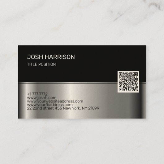 Schwarz und Silber Visitenkarte (Rückseite)