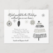 Schwarz und Silber Weihnachtsfeier Einladung | Postkarte (Vorderseite)