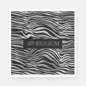 Schwarz und Silber Zebra Print Serviette (Vorderseite)
