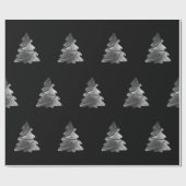 Schwarz und Silbergrau Weihnachtsbaummuster Geschenkpapier (Flach)