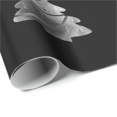 Schwarz und Silbergrau Weihnachtsbaummuster Geschenkpapier (Rolleneckpunkt)