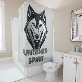 Schwarz und Silver Alpha Wolf mit geometrischen De Duschvorhang