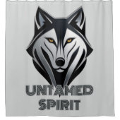 Schwarz und Silver Alpha Wolf mit geometrischen De Duschvorhang (Vorderseite)