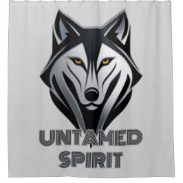 Schwarz und Silver Alpha Wolf mit geometrischen De Duschvorhang