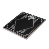 Schwarz und Silver Art Deco Keramik Tile. Fliese (Seite)