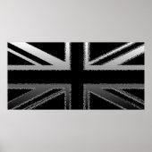 Schwarz und Silver Grau Union Jack Flag Poster (Vorne)