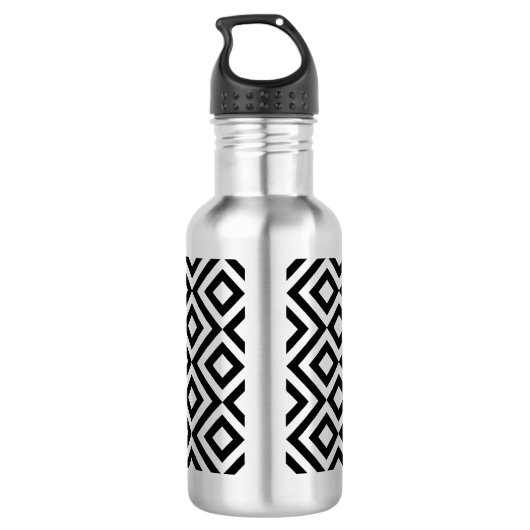 Schwarz und Silver Meander Trinkflasche (Rückseite)