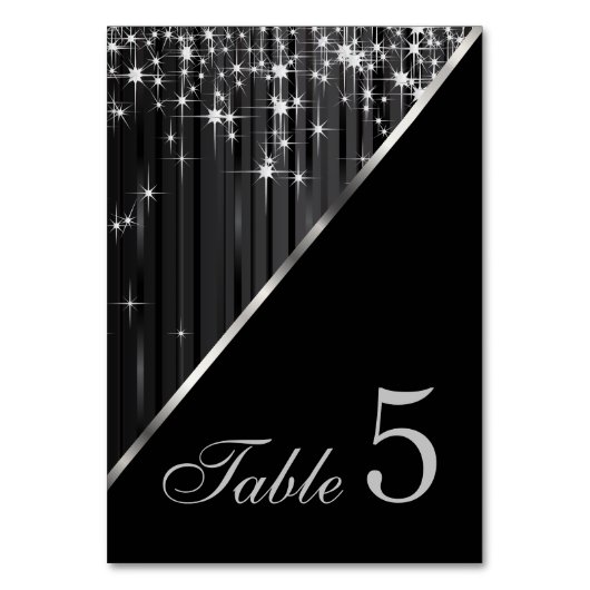 Schwarz und Silver Star Lights Tischnummer (Vorderseite)