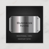 Schwarz und Stahl Quadratische Visitenkarte (Vorderseite)