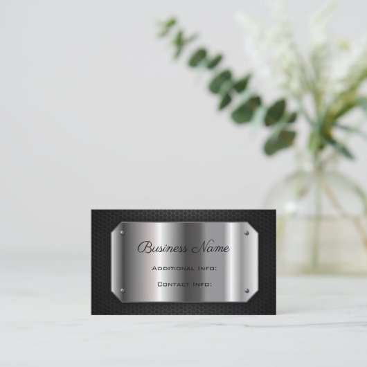 Schwarz und Stahl Visitenkarte (Stehend Vorderseite)