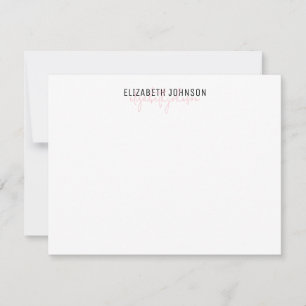 Schwarz und süß rosa Einfach Minimalistisch Mitteilungskarte