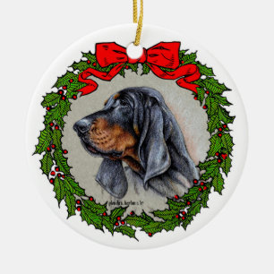 Schwarz und Tan Conhound Art von Glenda S. Harlan Keramik Ornament